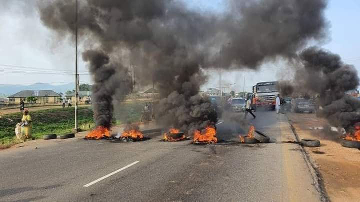 VIDEO: Okada riders protest, block Abuja airport road